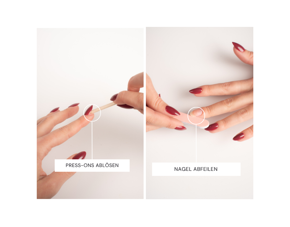 Schritt-für-Schritt Anleitung FlexiGel Press-On Nails ablösen und Nagel abfeilen – Nailish